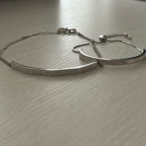 Swarovski Touchstone Crystal Jewelry Silver Choker and Bracelet Set